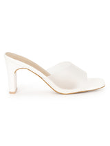 White PU Perspex Slim Block Heel Clear Mules (TC-SLC-B-74-WHT)