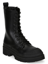 Black PU High Ankle Combat Boots (ROMALDO1)