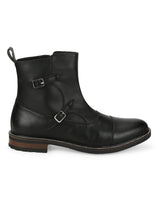 Black PU Side Buckle Men's Chelsea Boots