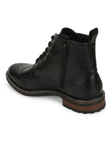 Black PU Lace Up Men's Ankle Boots