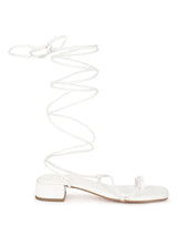 White PU Low Block Heel Lace Up Sandals (TP28054-WHT)