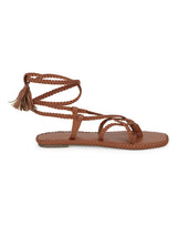 Tan PU Braided Lace Up Flat Sandals (TC-ST-1212-TAN)