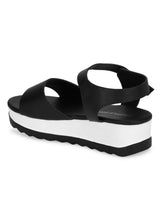 Black PU Platform Wedge Sandals (TC-ST-1168-BLK)