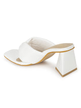 White PU Triangular Block Heel Mules (TC-SLC-B-75-WHT)