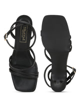 Black PU Strappy Stilettos With High Ankle Strap (TP10171-BLK)
