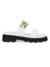 White PU Chained Platform Flats (TC-ST-1219-WHTPU)