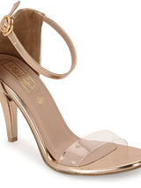 Rosegold Stilettos With Clear Straps