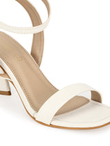 White PU Triangular Heel Sandals (TC-SLC-B-79-WHT)