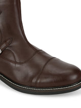 Brown PU Side Buckle Men's Chelsea Boots