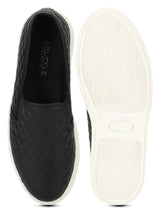 Black PU Quilted Slip On Shoes