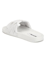 White PU Braided Strap Slides