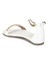 White PU Gold Chained Sandals
