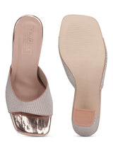 Rose Gold Glitter Patent Leather Block Heel Mules (TC-SLC-N1105-RGLD)