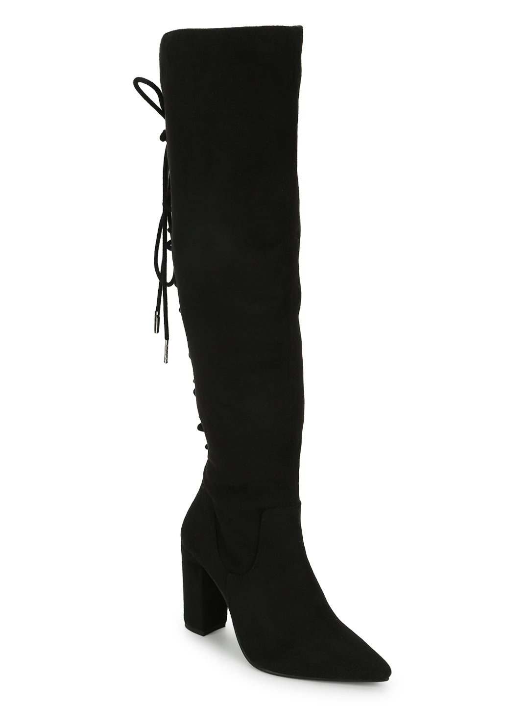 truffle collection heeled knee high boots in black