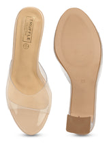 Nude Patent Perspex Clear Slim Block Mules (TC-SLC-A1-NUD)