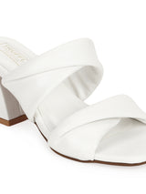 White PU Quilted Strap Block Heel Mules (TC-SLC-R-521-WHT)