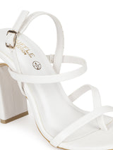 White PU Strappy High Slim Block Sandals (TC-SLC-B-71-WHT)