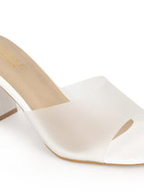 White PU Perspex Slim Block Heel Clear Mules (TC-SLC-B-74-WHT)