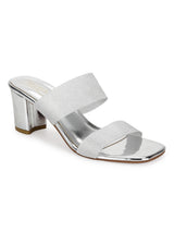 Silver PU Block Heels Mules (TC-SLC-V85-SIL)