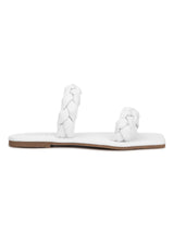 White PU Braided Strap Slides