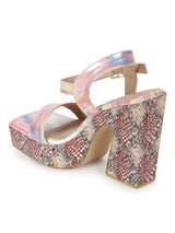 Pink Holographic Wide Strap Platform Sandals (TC-MSI-V-116-PNK)