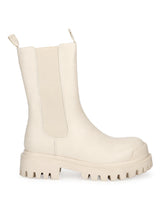 Putty Beige PU High Ankle Oxford Boots