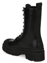 Black PU High Ankle Combat Boots (ROMALDO1)