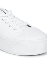 Total White Canvas Lace-Up Sneakers