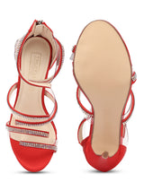 Red Diamante Strapped Stilettos