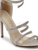Silver Diamante Strapped Stilettos
