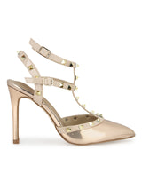 Rose Gold Nude Studded Strappy Stiletto Heels