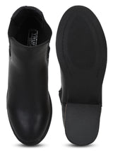 Black PU Chelsea Gold Lining Heel Ankle Boots