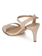 Nude PU Buckled Ankle Strap Stilettos