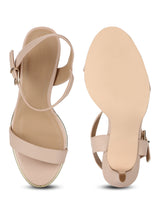 Nude PU Buckled Ankle Strap Stilettos