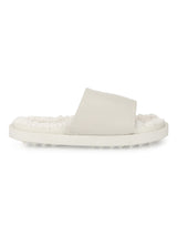 White PU Faux Fur Fuzzy Slip Ons
