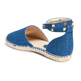 Studded ankle strap flat