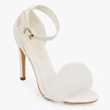 Fur toe strap high heels