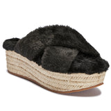 Fur cross over sandal