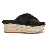 Fur cross over sandal