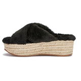 Fur cross over sandal