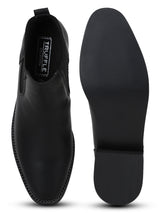 Black PU Chelsea Flat Ankle Boots
