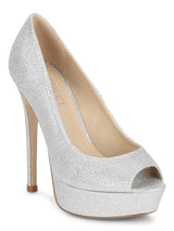 Silver Microfibre Pump Stilettos