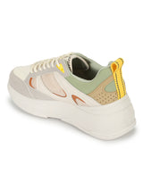 Total White PU Side Lace Pattern Chunky Sneakers