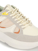 Total White PU Side Lace Pattern Chunky Sneakers