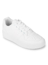 White PU Lace-Up Sneakers
