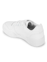 White PU Lace-Up Sneakers