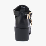 Black Synthetic Chunky Cut Out Anke Boots