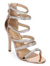 Rosegold Diamante Strappy Back chain Stiletto