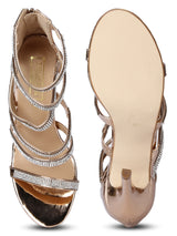 Rosegold Diamante Strappy Back chain Stiletto