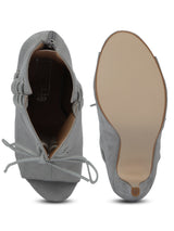 Grey Micro Lace-Up Open Toe Stilettos